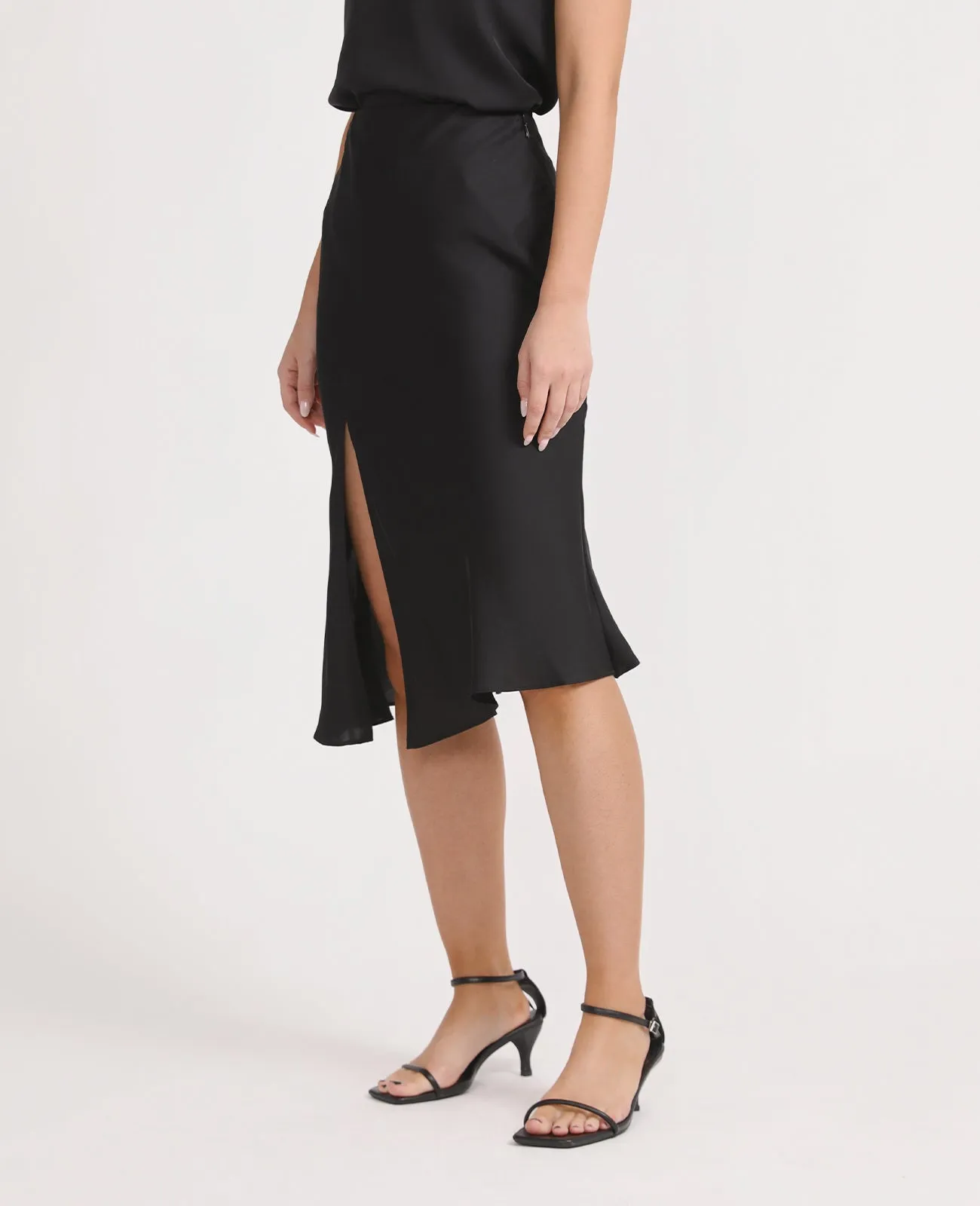 Silk Asymmetric Wrap Skirt