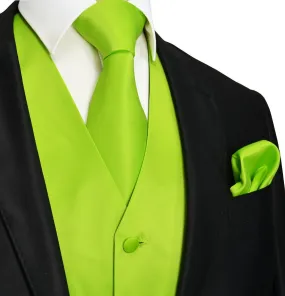 Solid Lime Punch Tuxedo Vest and Accessories