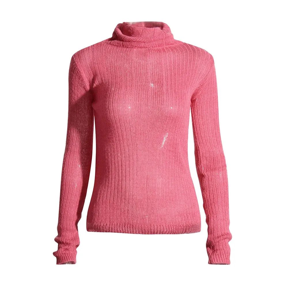 Solid Minimalist Slimming Knitting Sweaters For Women Turtleneck Long Sleeve Casual Pullover Sweater Female Fashion Style