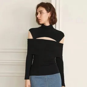 Solid Slimming Hollow Out Knitting Sweaters For Women Turtleneck Long Sleeve Casual Sexy Sweater Female Fashion