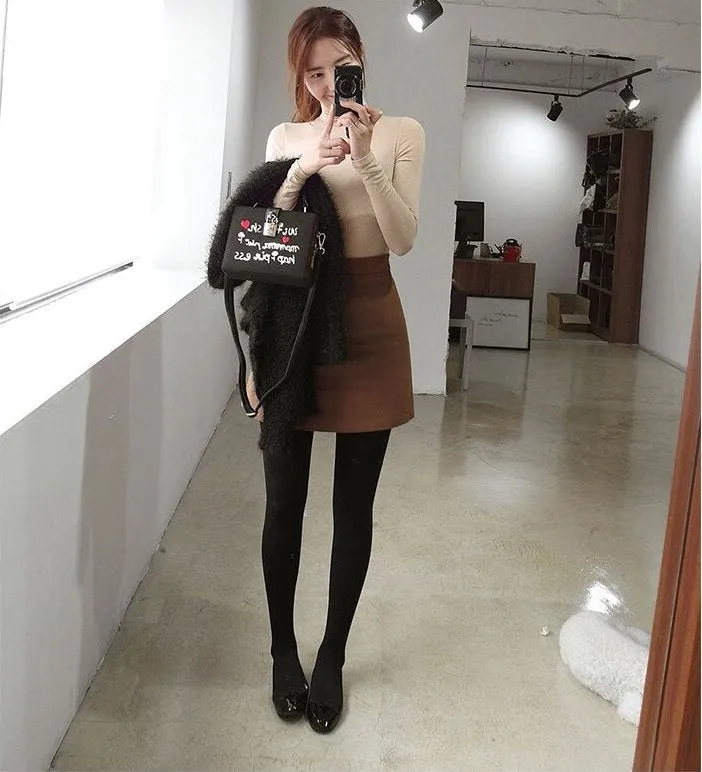 Spring Sexy Elastic Korean Style Skinny Slim Fit Long Sleeve Tops #2162