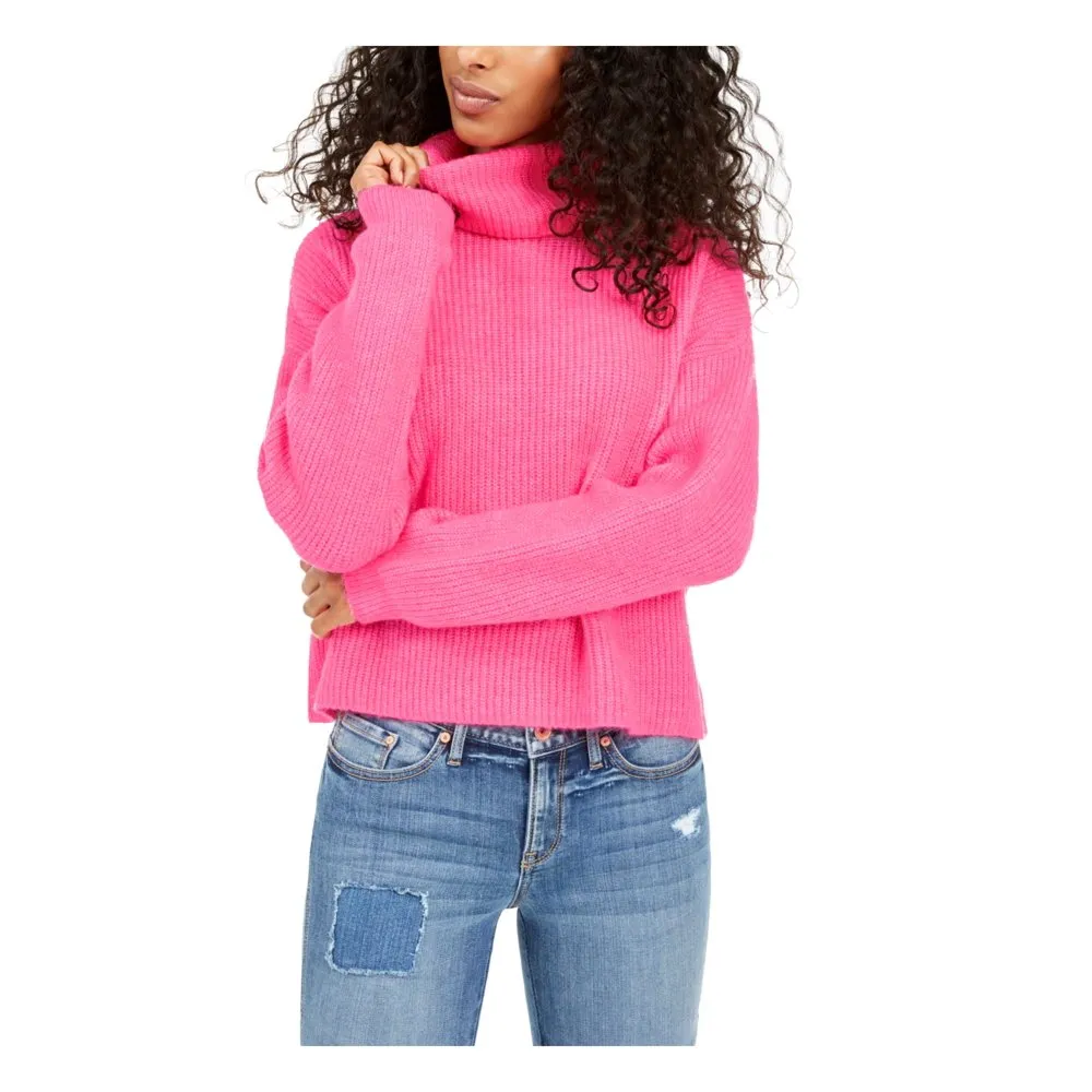 Sun  Moon Women's Pink Long Sleeve Turtle Neck T-Shirt SweaterPink Size X-Small