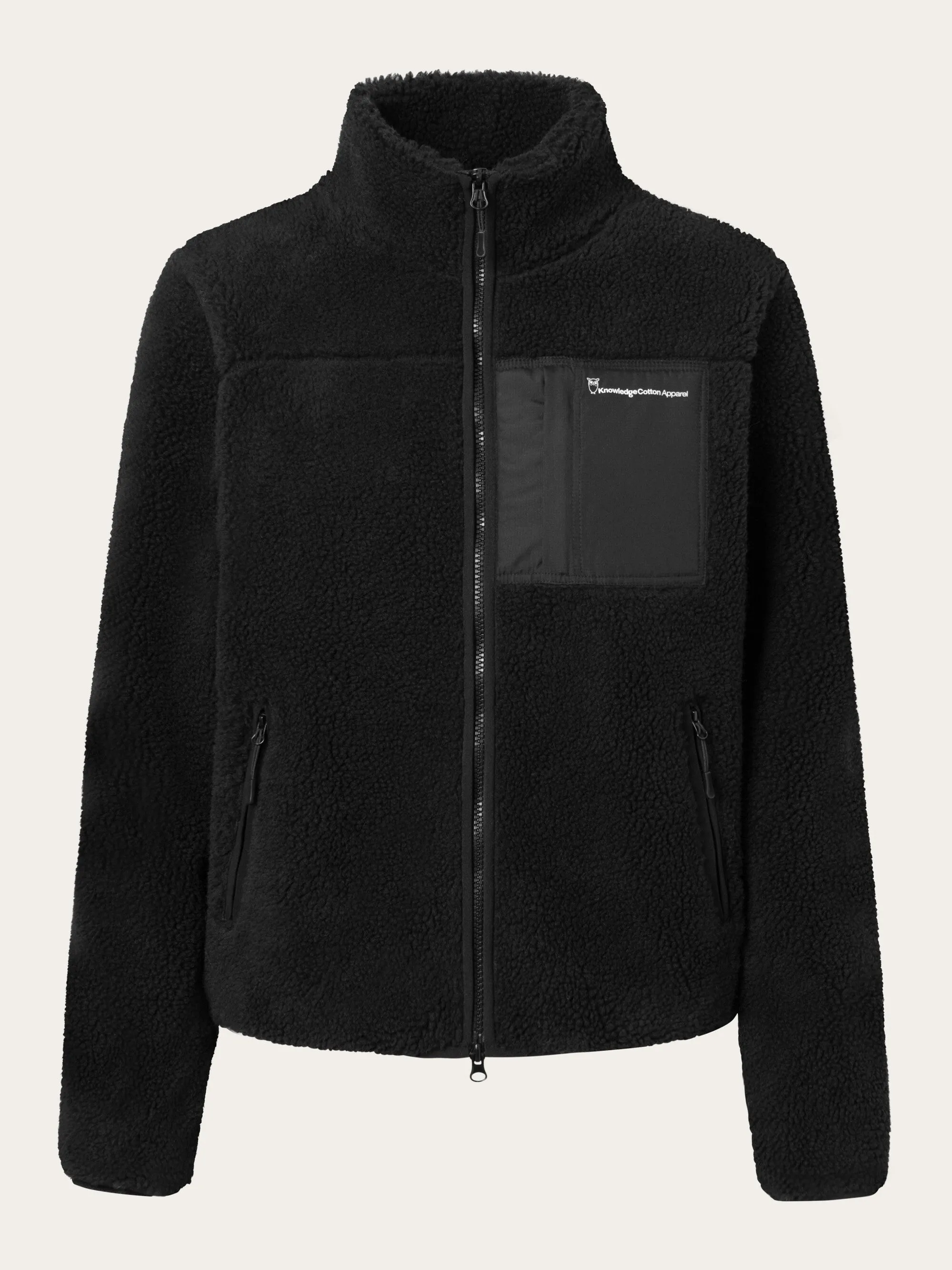 Teddy high neck zip jacket - Black Jet