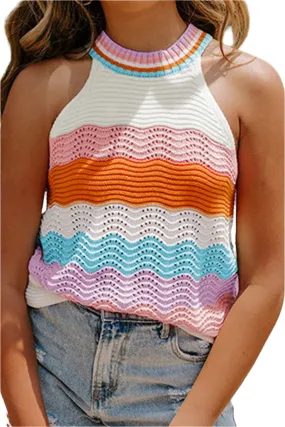 TEEK - Multicolor Block Round Neck Knit Vest