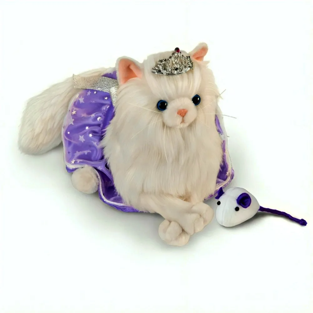 The Ashton-Drake Galleries Fabulous Feline Kitten Hold That Pose! Plush Cat with Crown Lavender Skirt and Dazzling Duchess Outfit 10-Inches