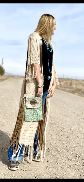 The Bali Beige Crochet Kimono