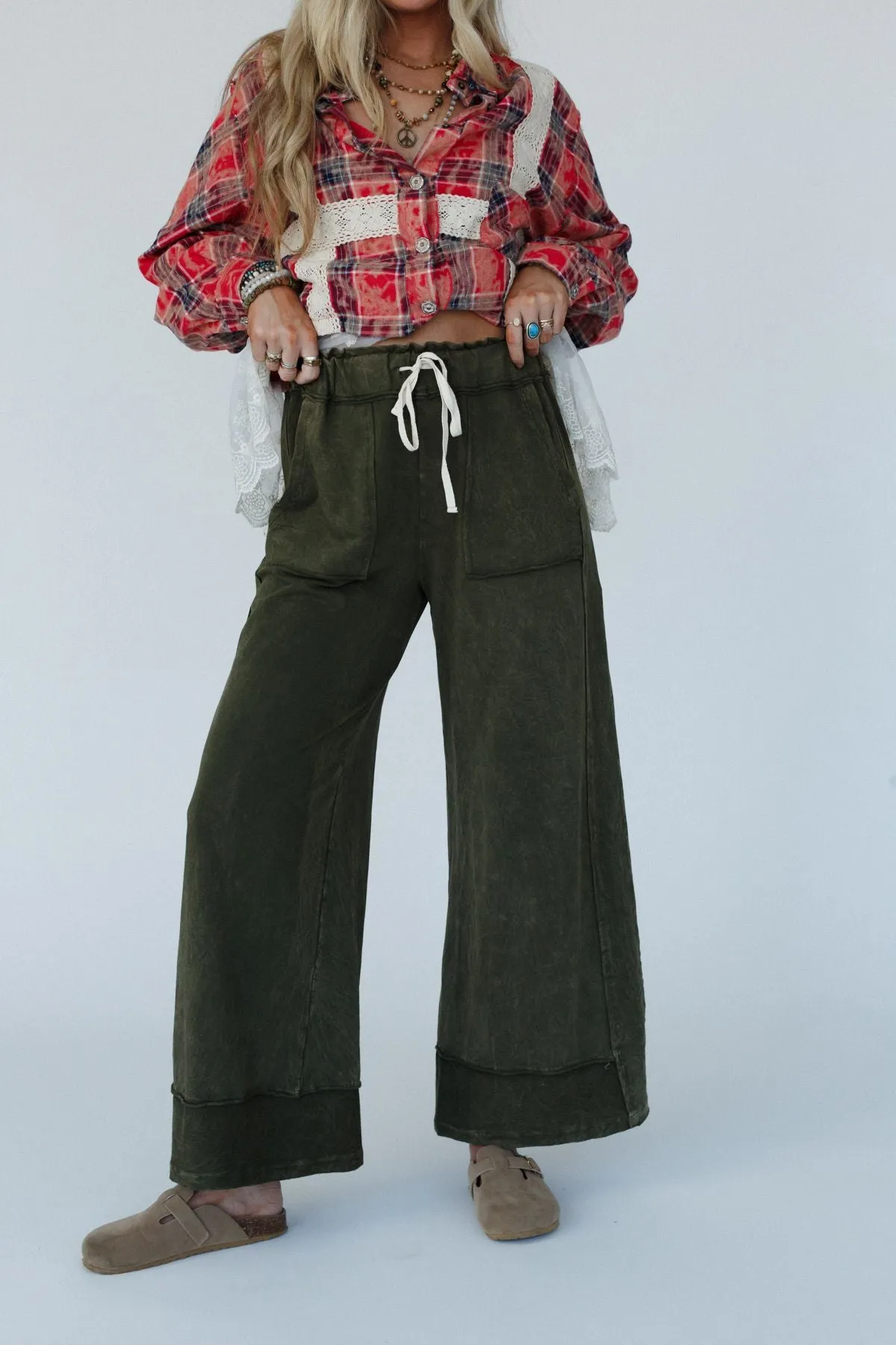 The Nest Heaven Sent Wide Leg Pant - Olive