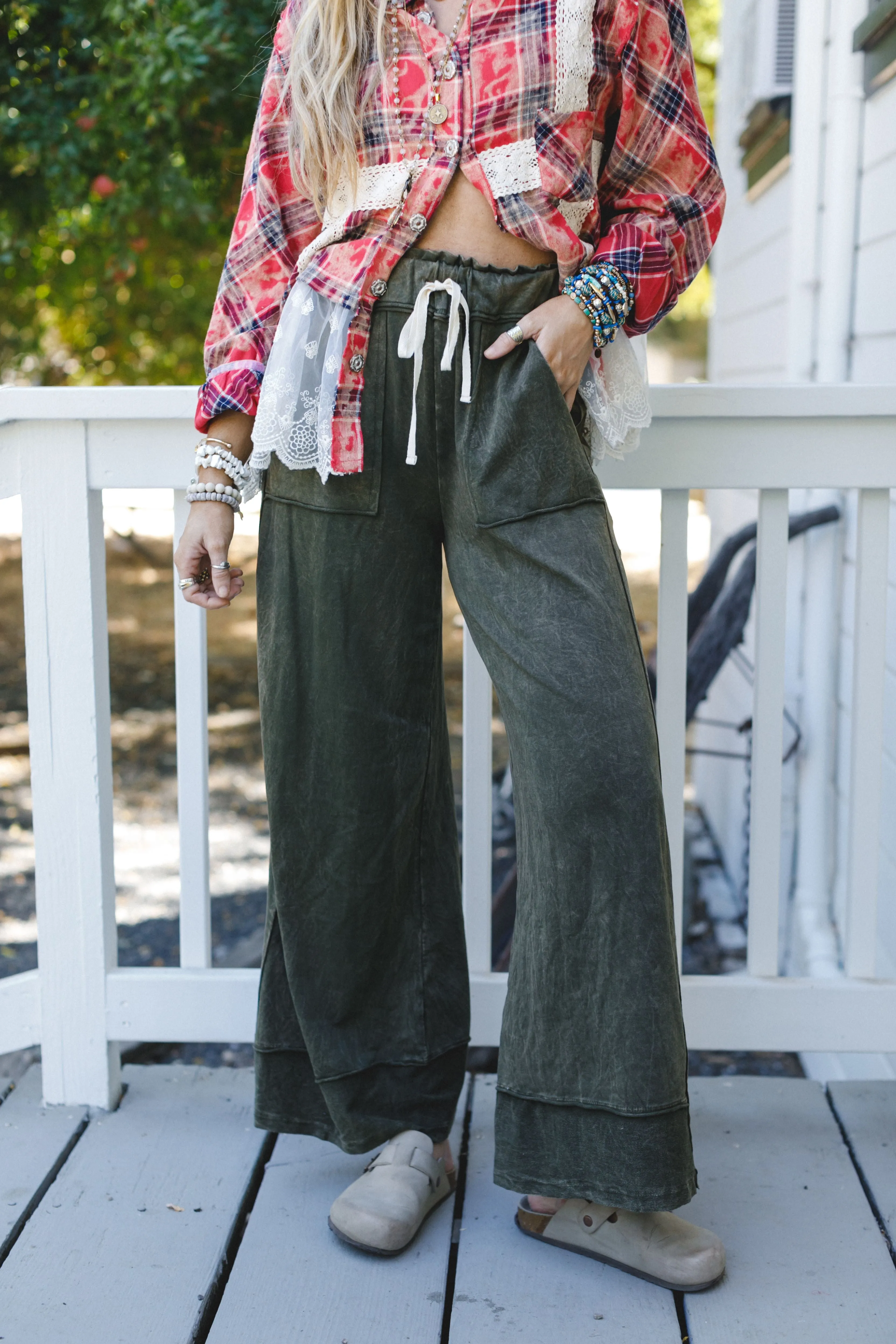 The Nest Heaven Sent Wide Leg Pant - Olive