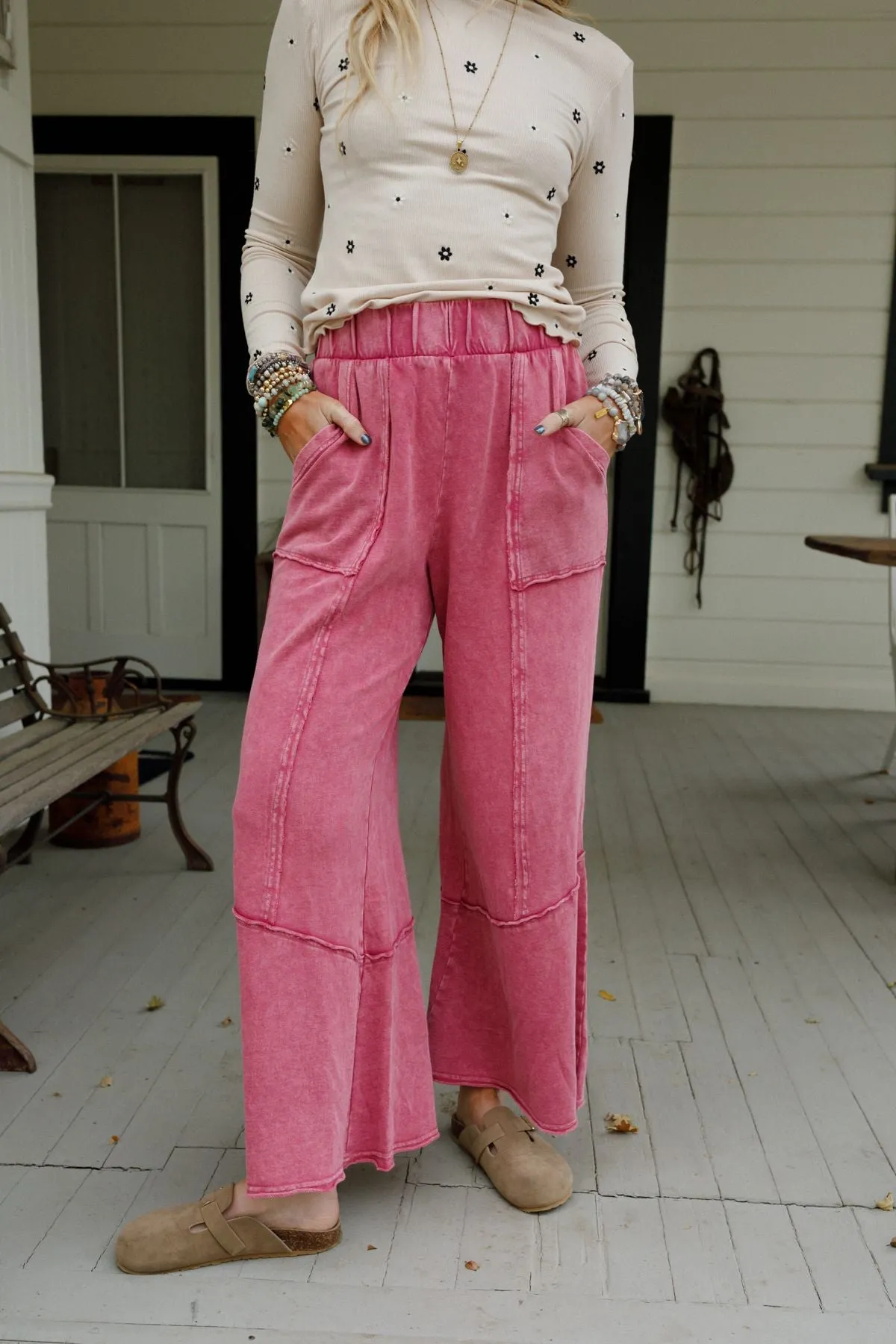 The Nest Sunset Shore Wide Leg Pants - Rose Petal