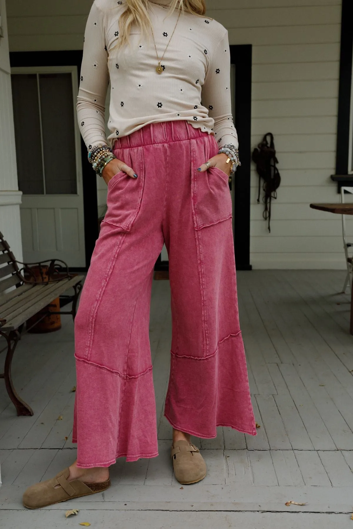 The Nest Sunset Shore Wide Leg Pants - Rose Petal