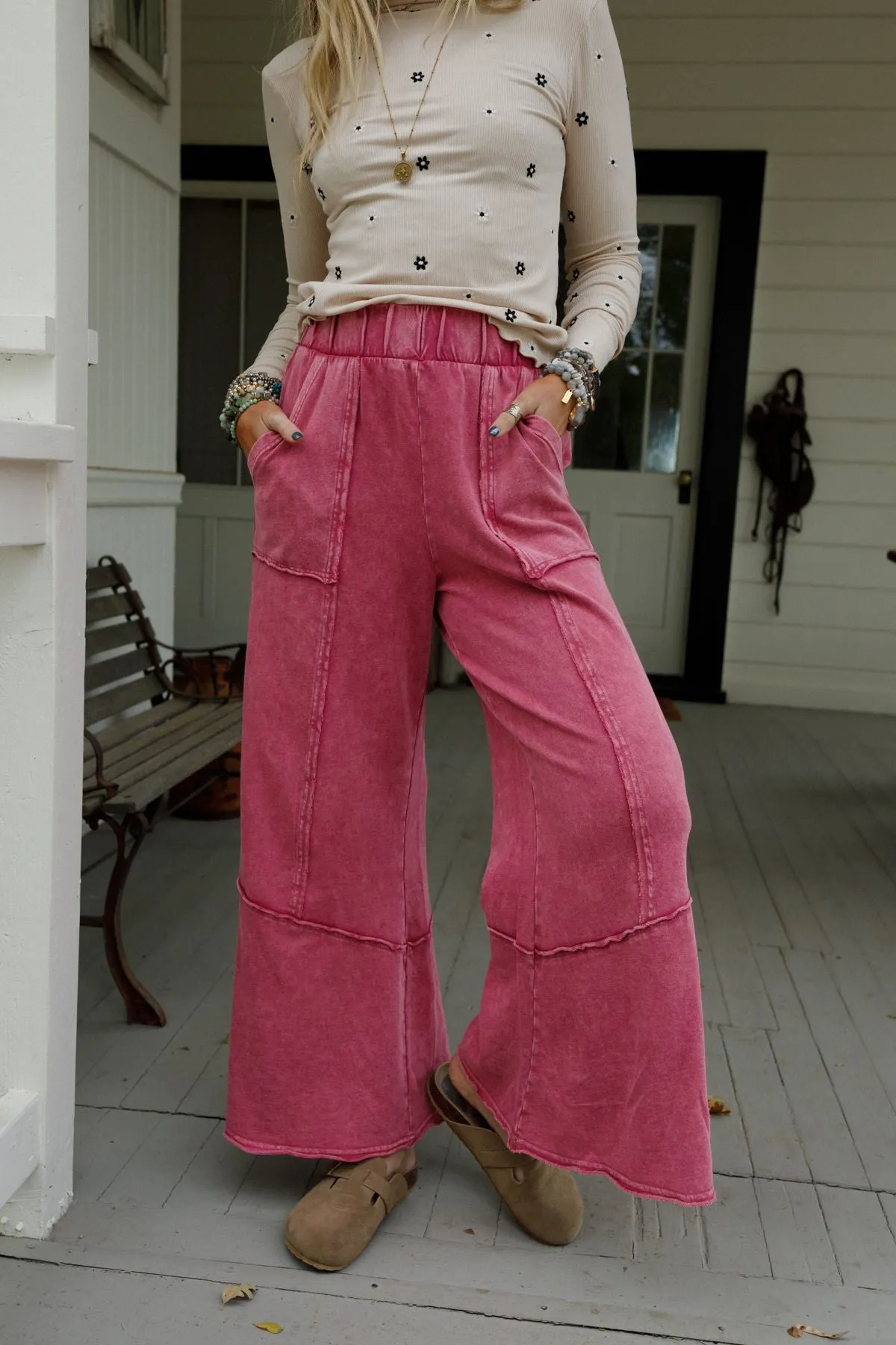 The Nest Sunset Shore Wide Leg Pants - Rose Petal