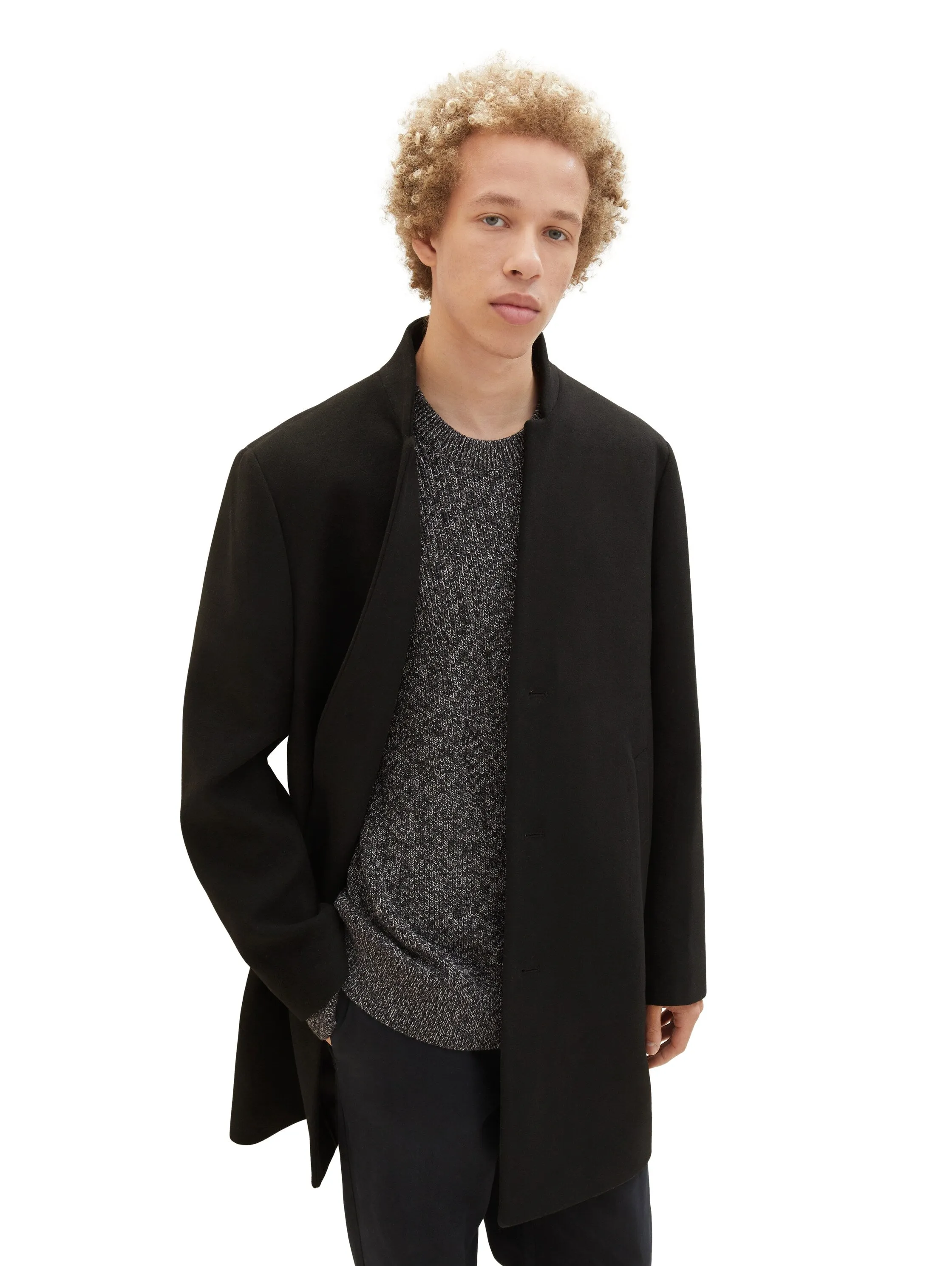 THREE BUTTON WOOL COAT