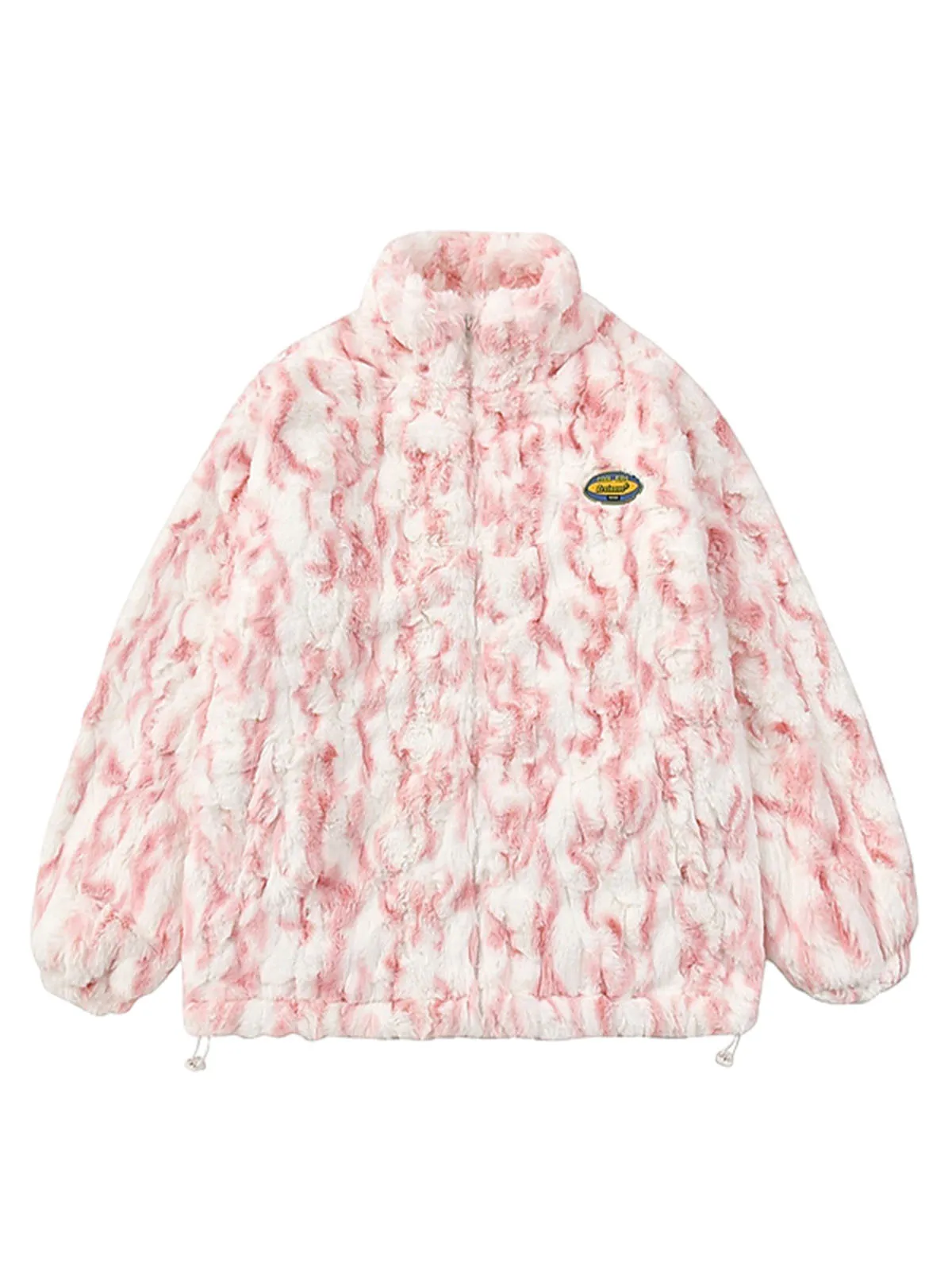 Tie-Dye Stand Collar Sherpa Jacket