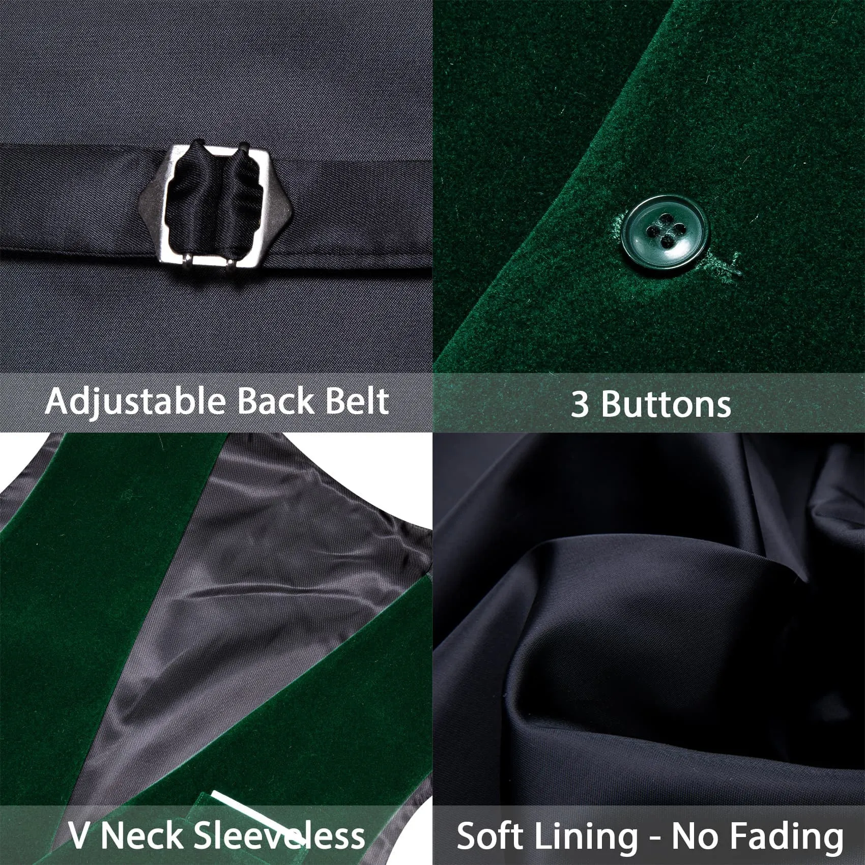 Ties2you Dress Vest Dark Green Solid V-Neck Waistcoat Mens Suede Leather Vest Bow Tie Set