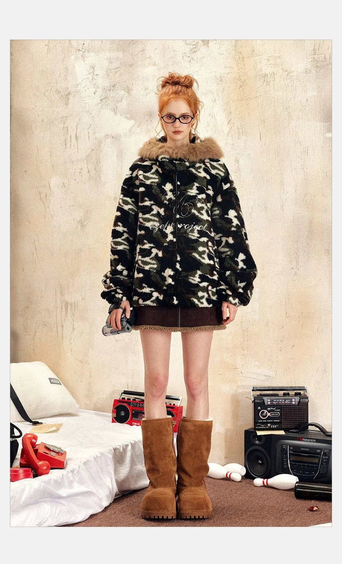 Tom Lettered Fur Collar Camo Jacket