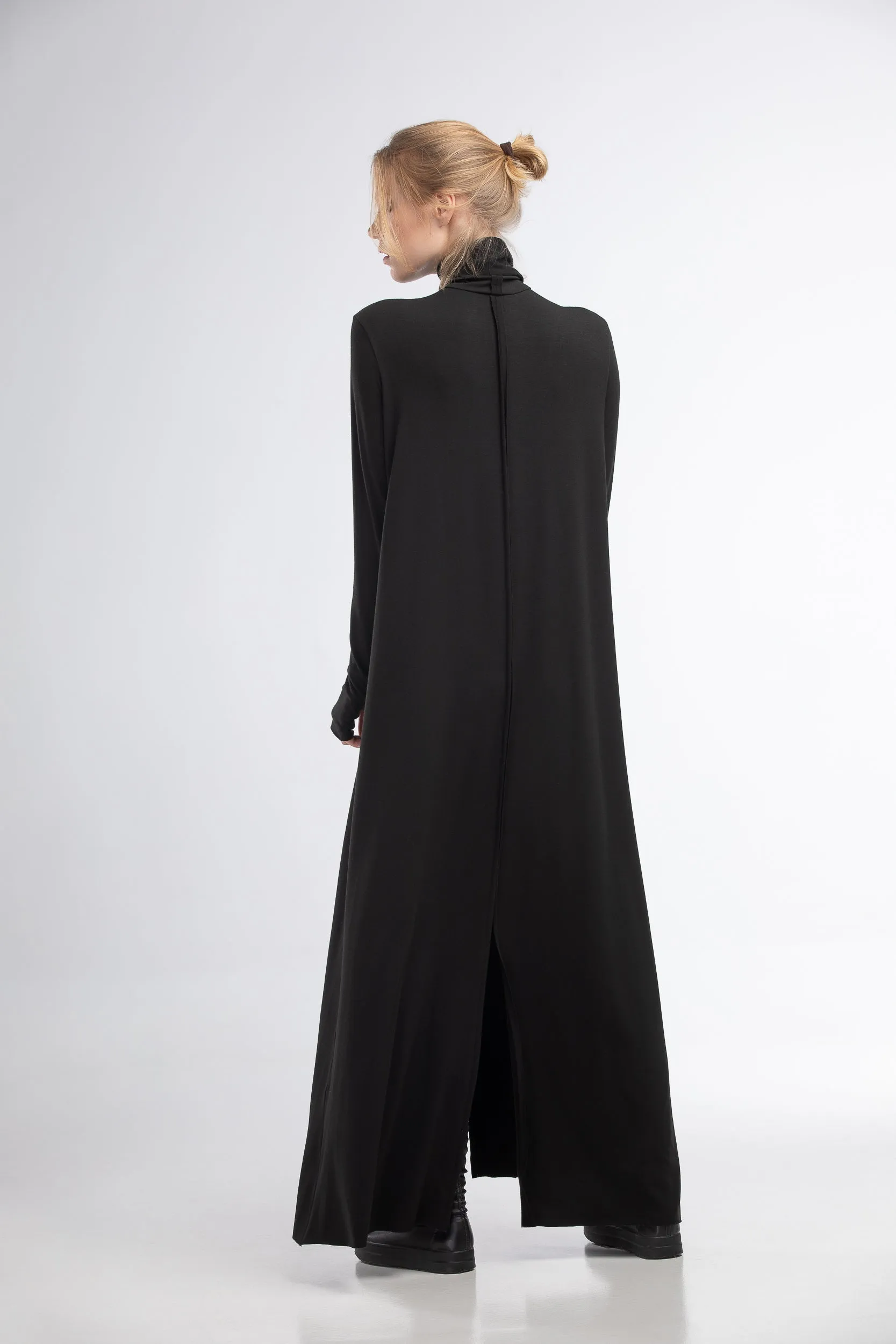 Turtleneck black maxi dress