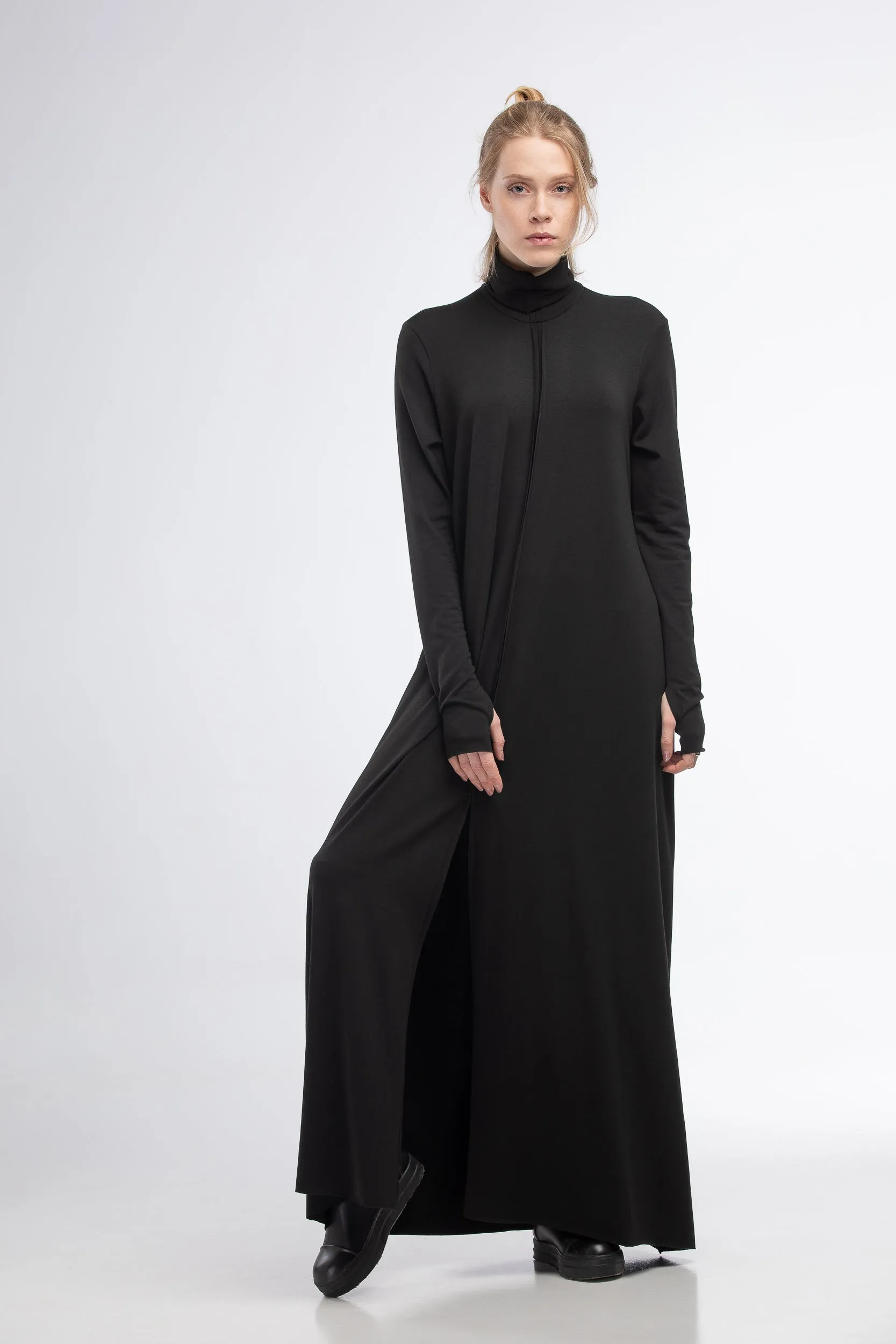 Turtleneck black maxi dress