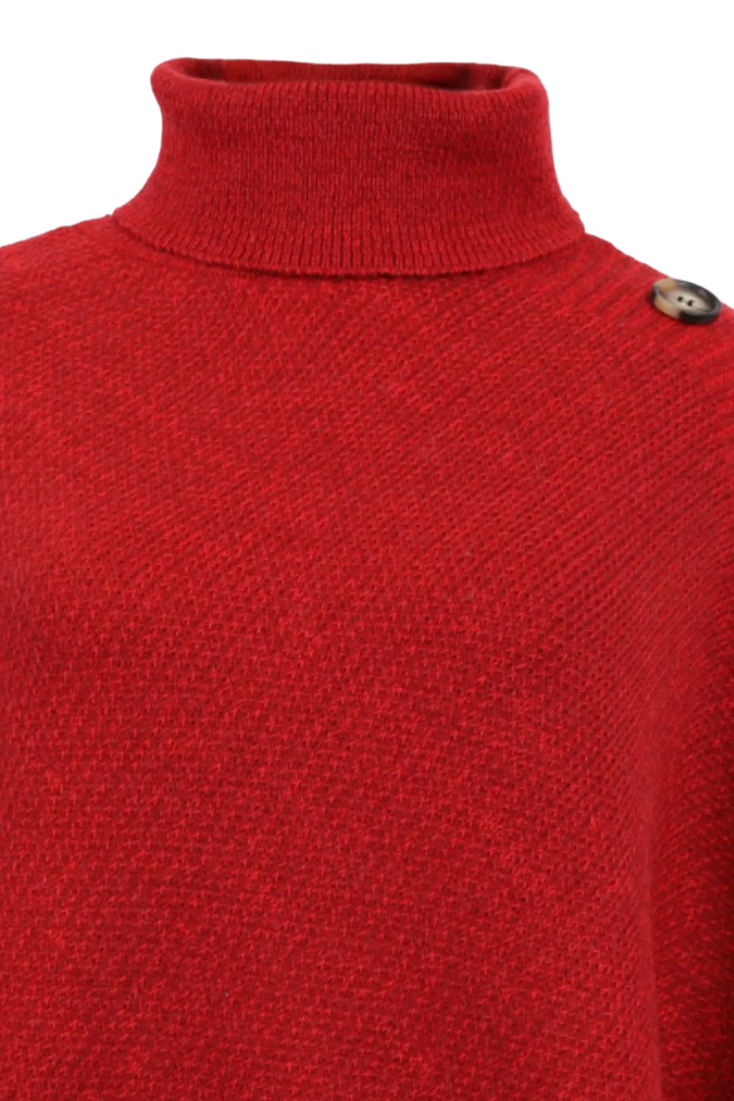 Turtleneck Buttoned Poncho