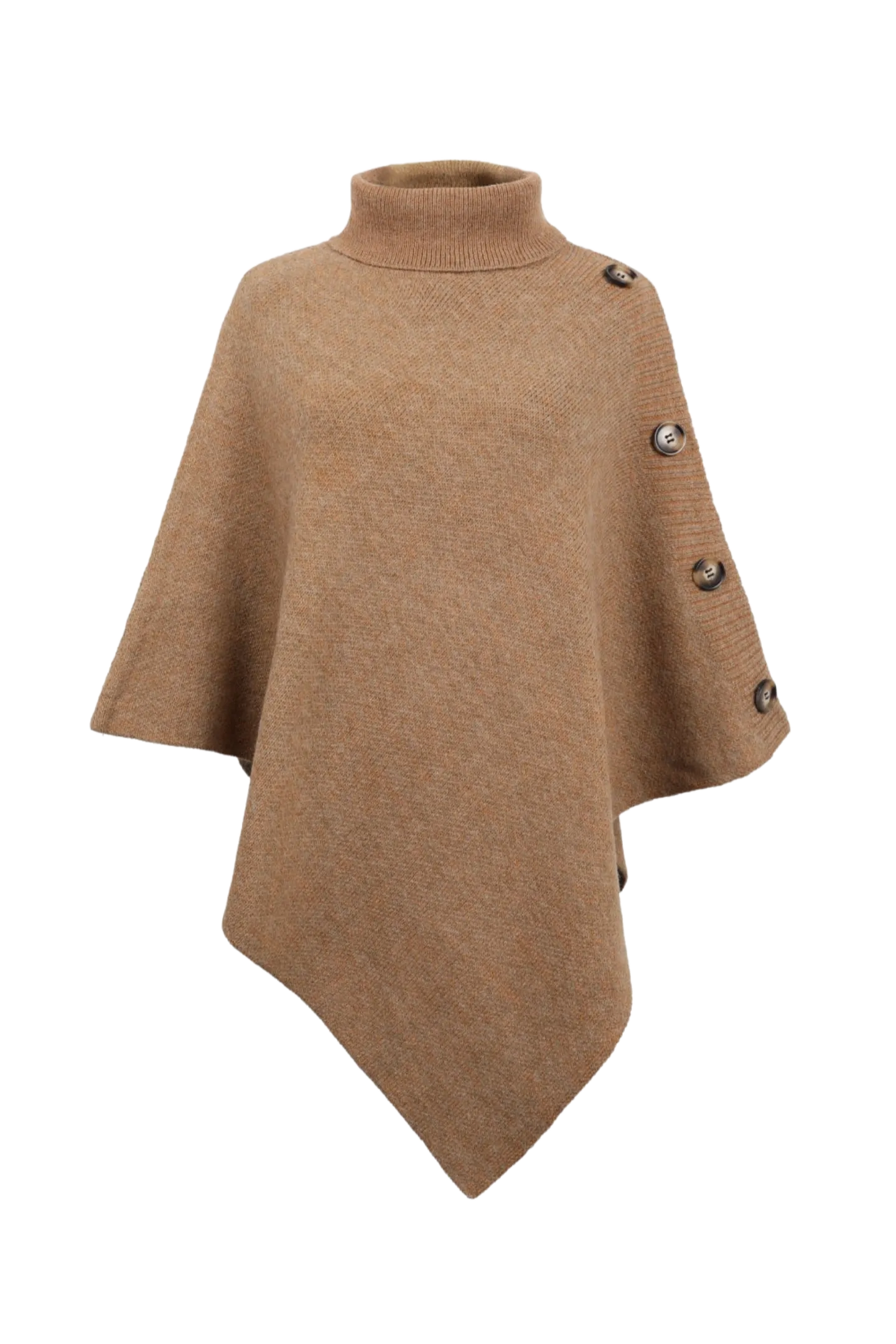 Turtleneck Buttoned Poncho