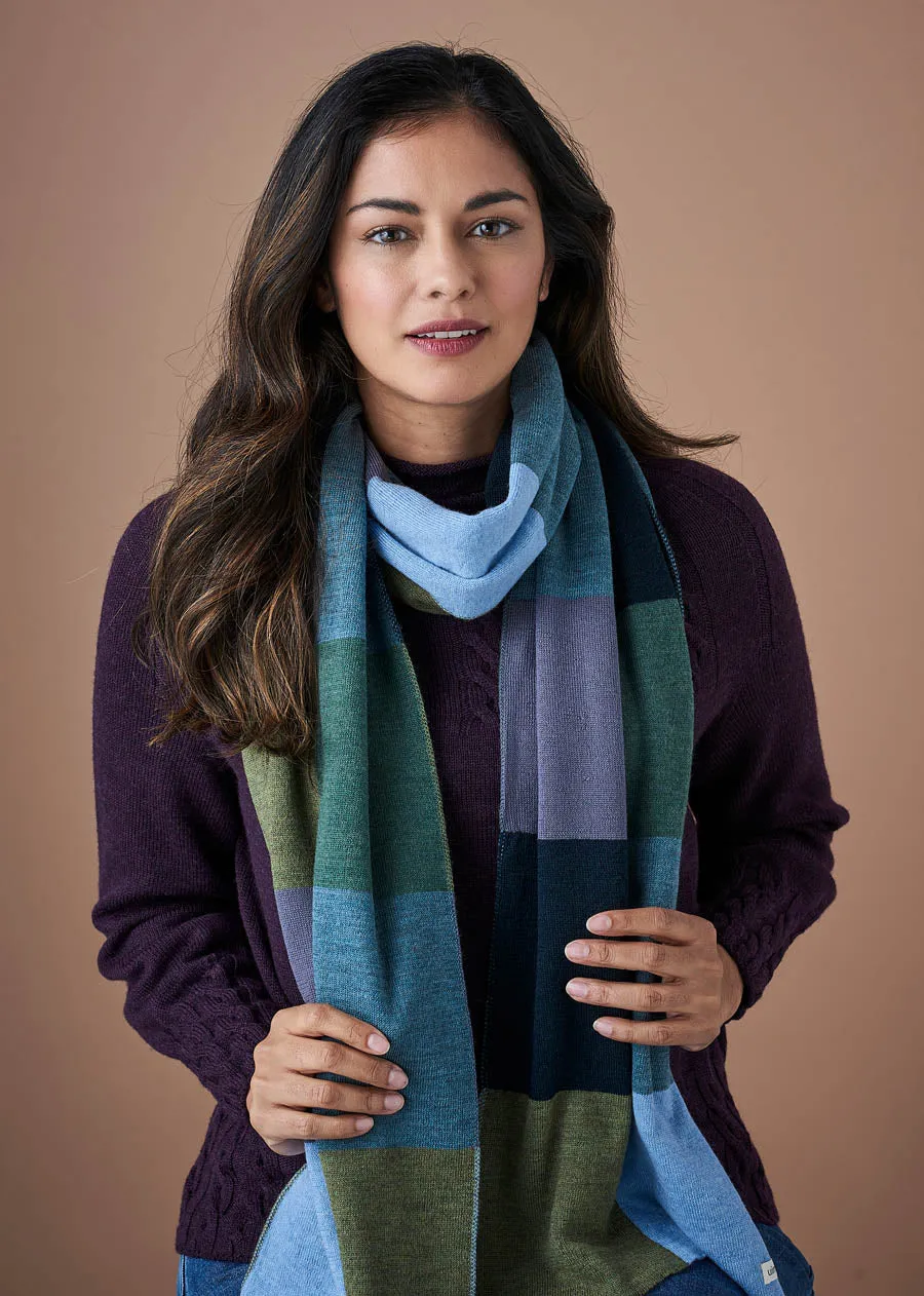 Uimi Frankie Merino Wool Patchwork Scarf Aniseed