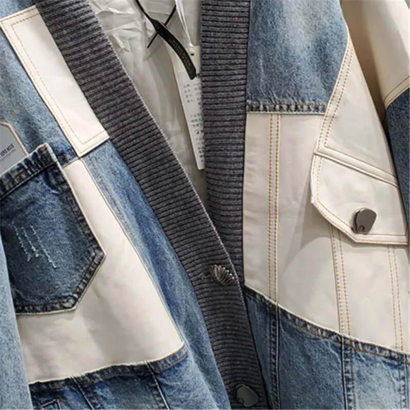 Urban Fusion: Knit Spliced Denim Jacket