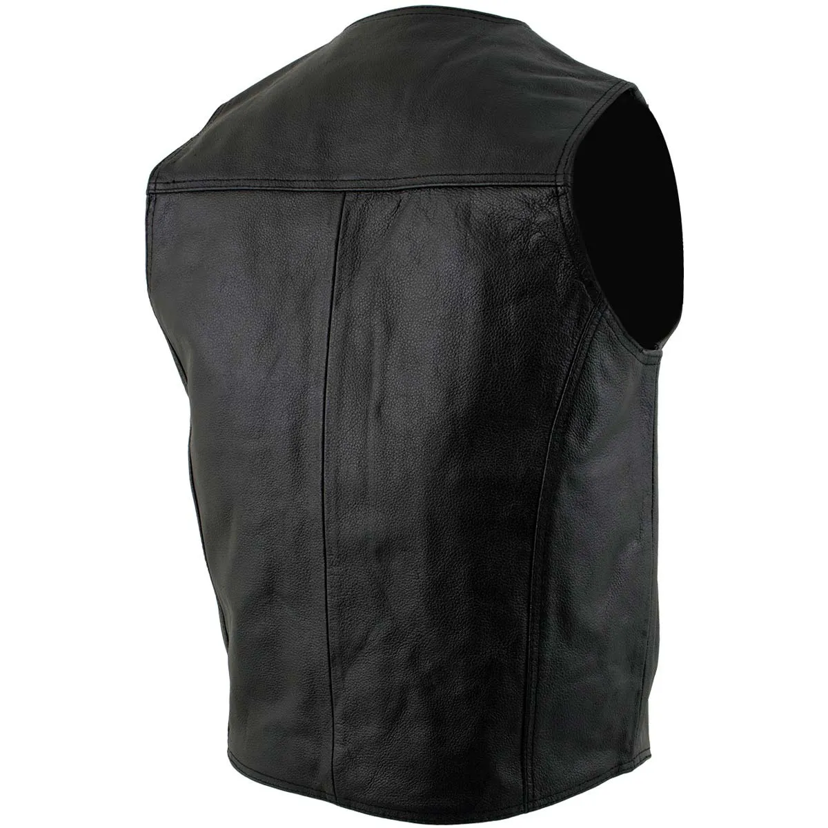 USA Leather 201 Men's Black 'Classy' Leather Motorcycle Rider Vest