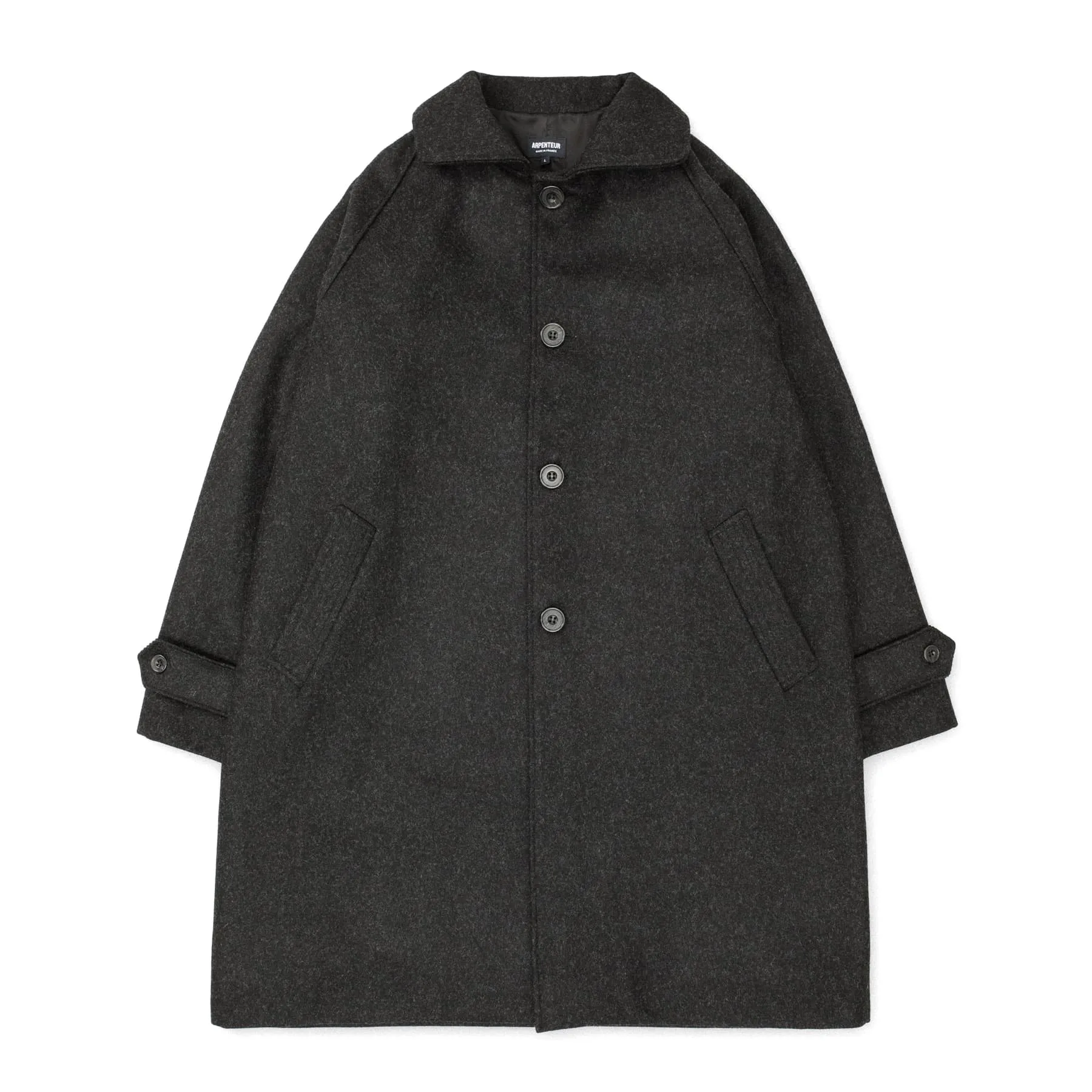 Utile Lined Coat Wool Melton - Charcoal