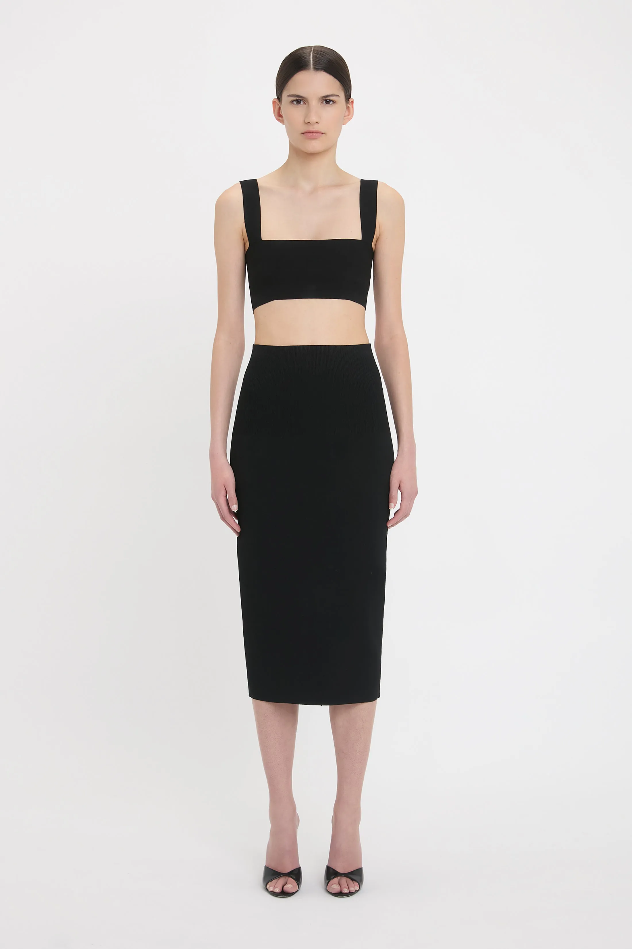 VB Body Fitted Midi Skirt In Black