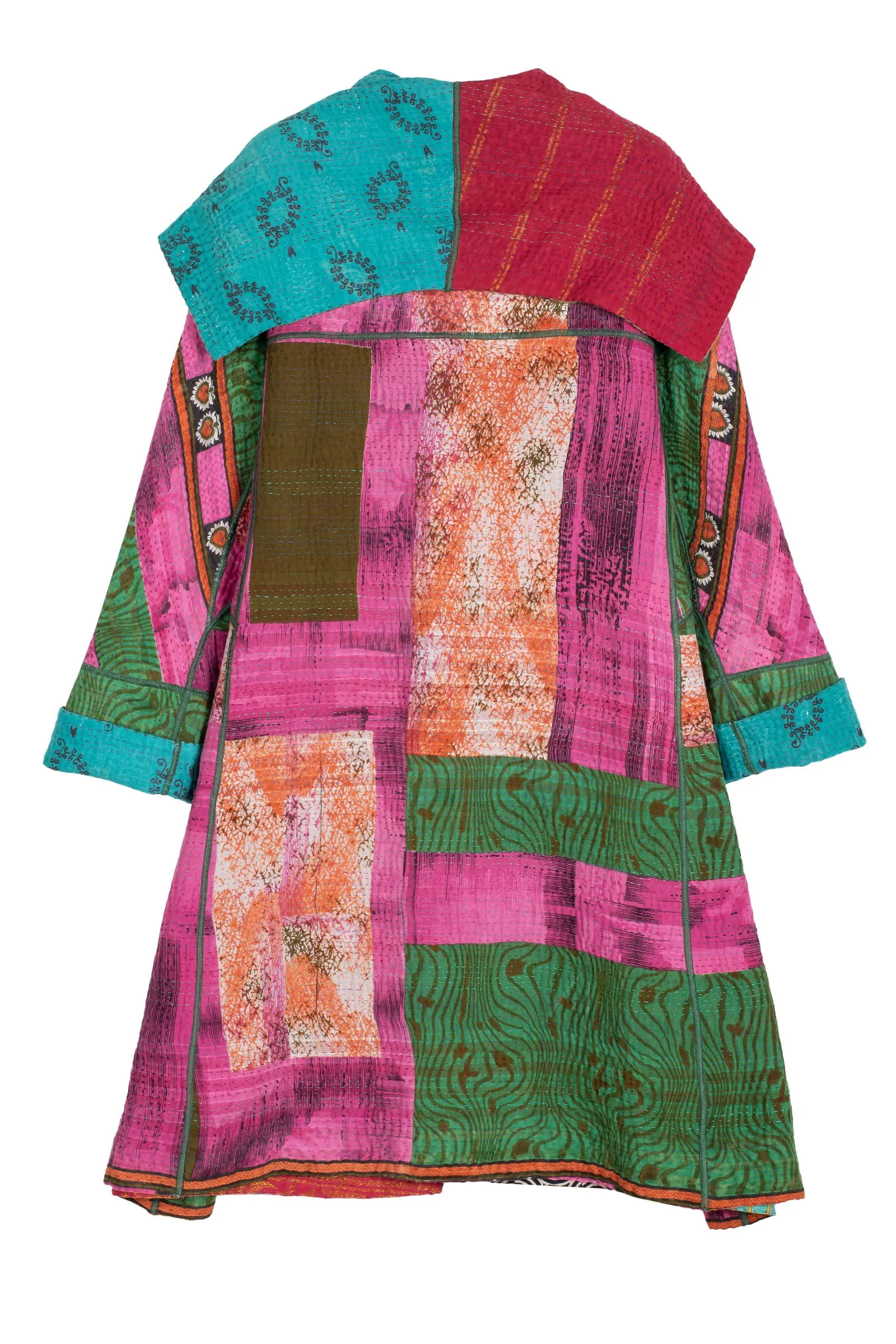 VINTAGE COTTON KANTHA A-LINE COAT - cv4309-0053a -