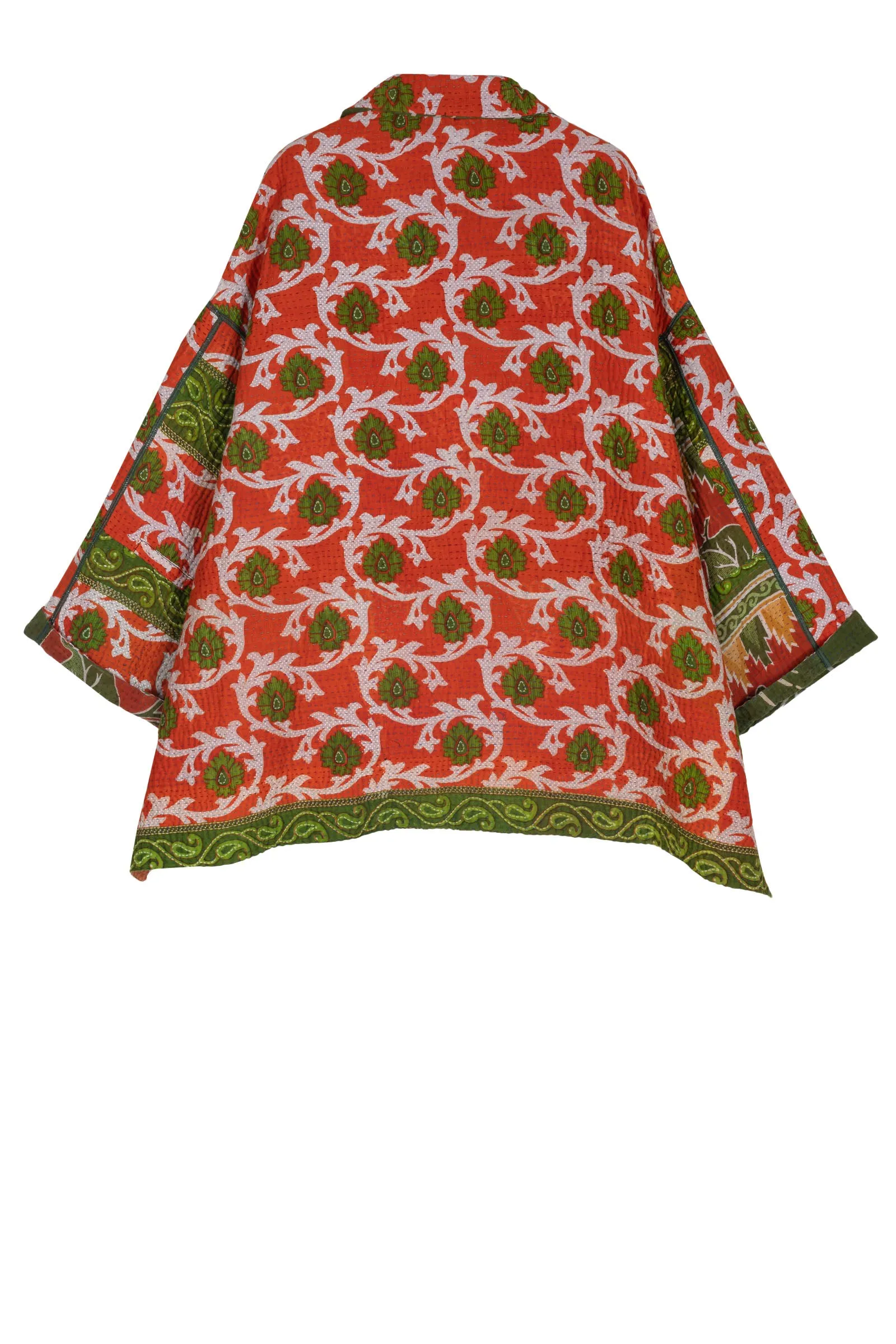 VINTAGE COTTON KANTHA OVERSIZED MINI COAT - cv4332-0023a -