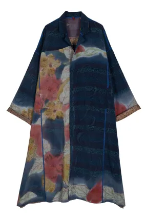 VINTAGE SILK GEORGETTE KANTHA OVERSIZED COAT - sg2326-0002a -