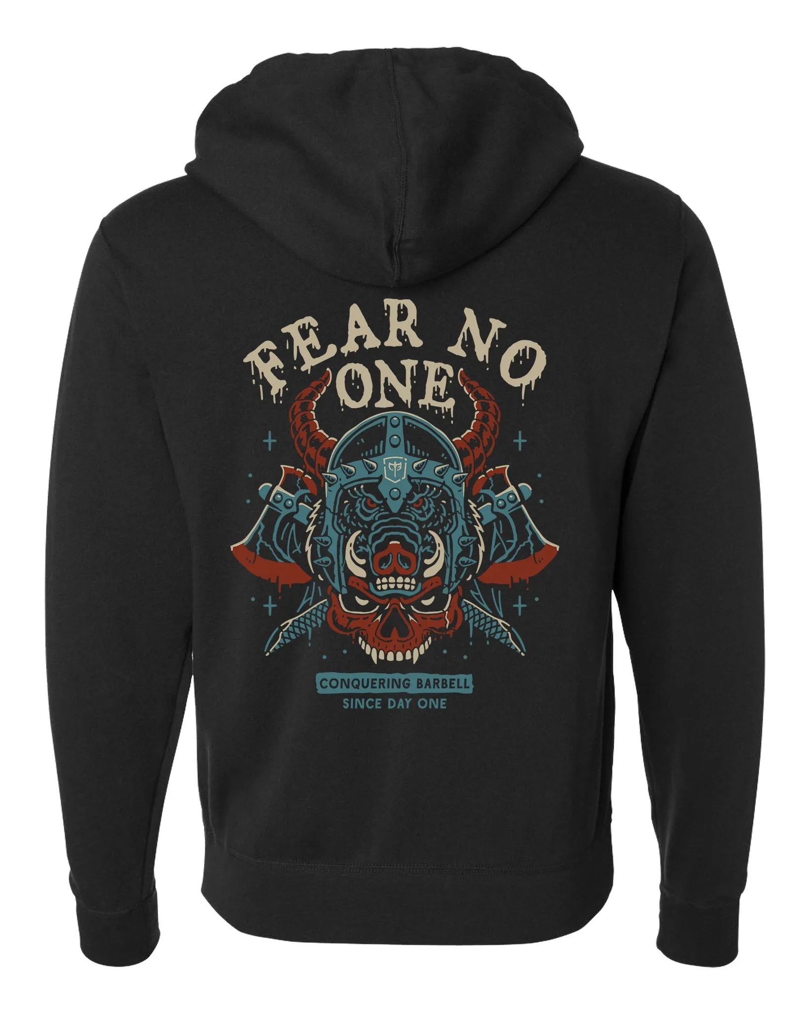 Warrior - Fear No One - on Black Pullover Hoodie