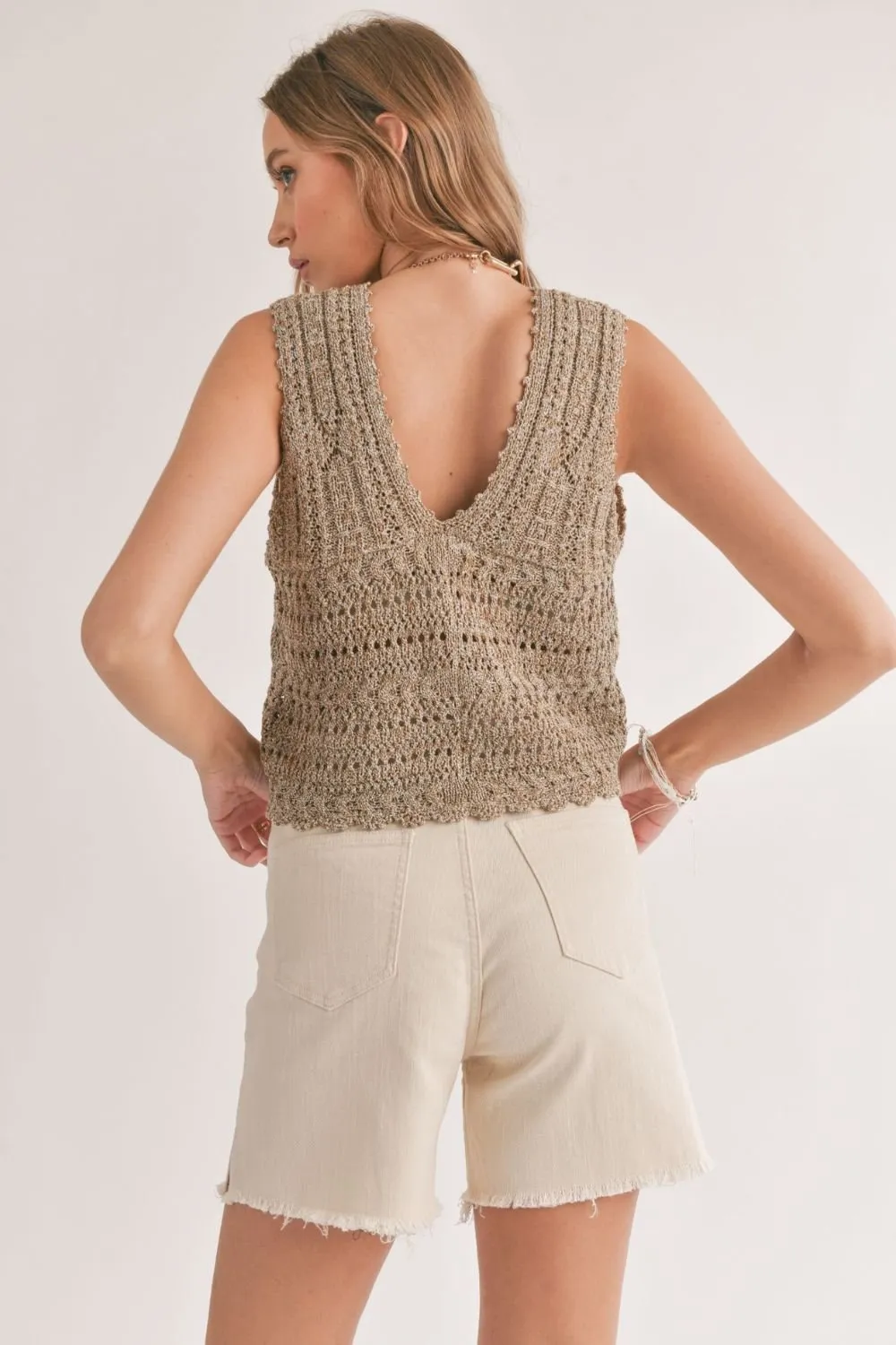 Women's Pointelle Sweater Vest | Olive