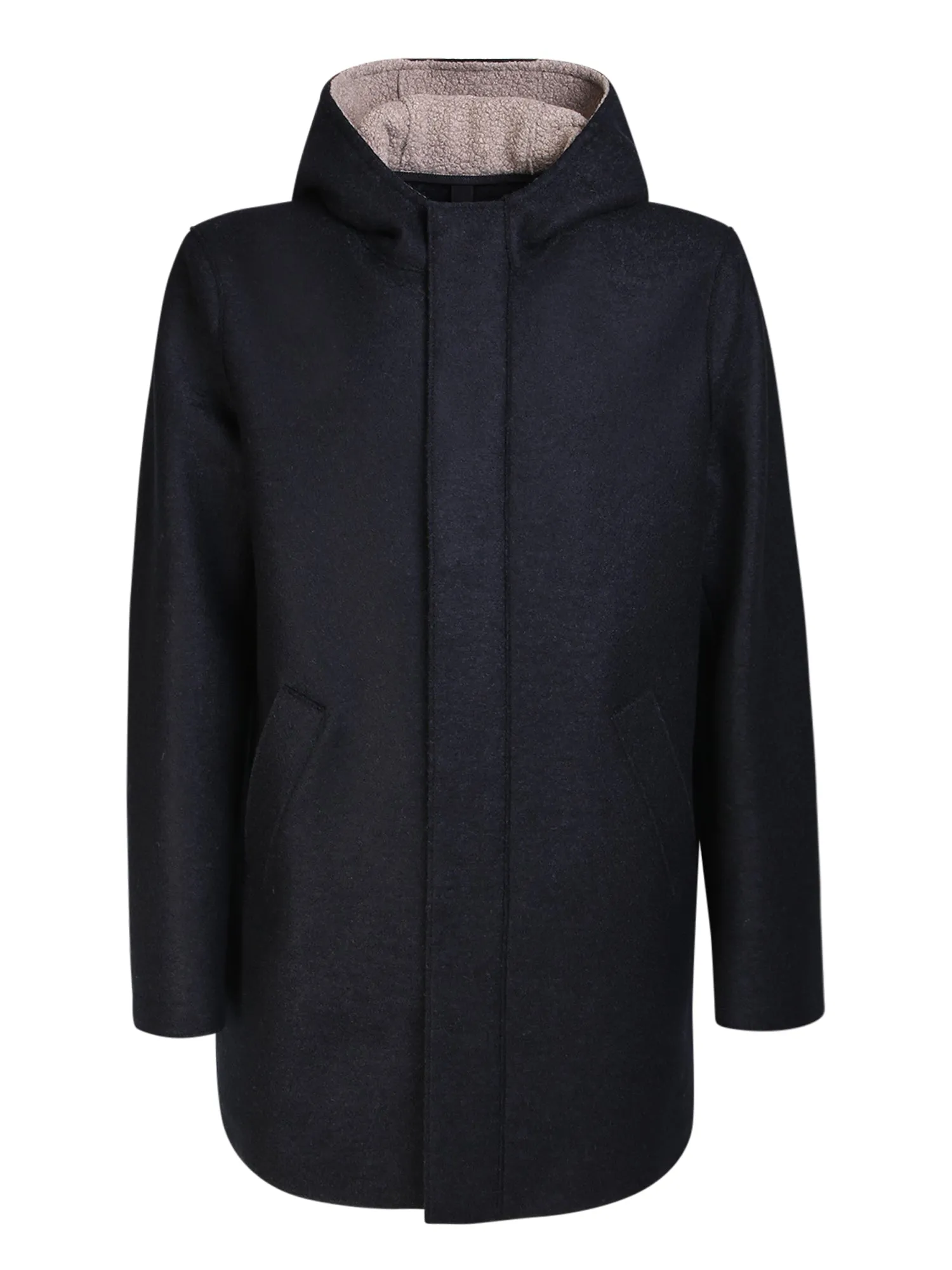 Wool hooded coat blue