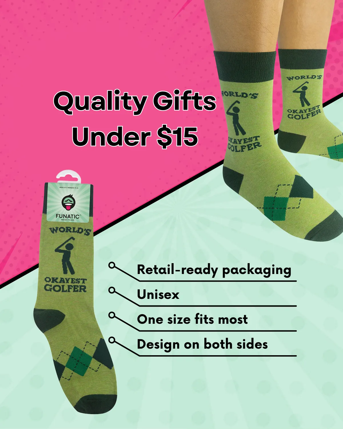 World's Okayest Golfer Socks | Funny Socks | Golf Gifts