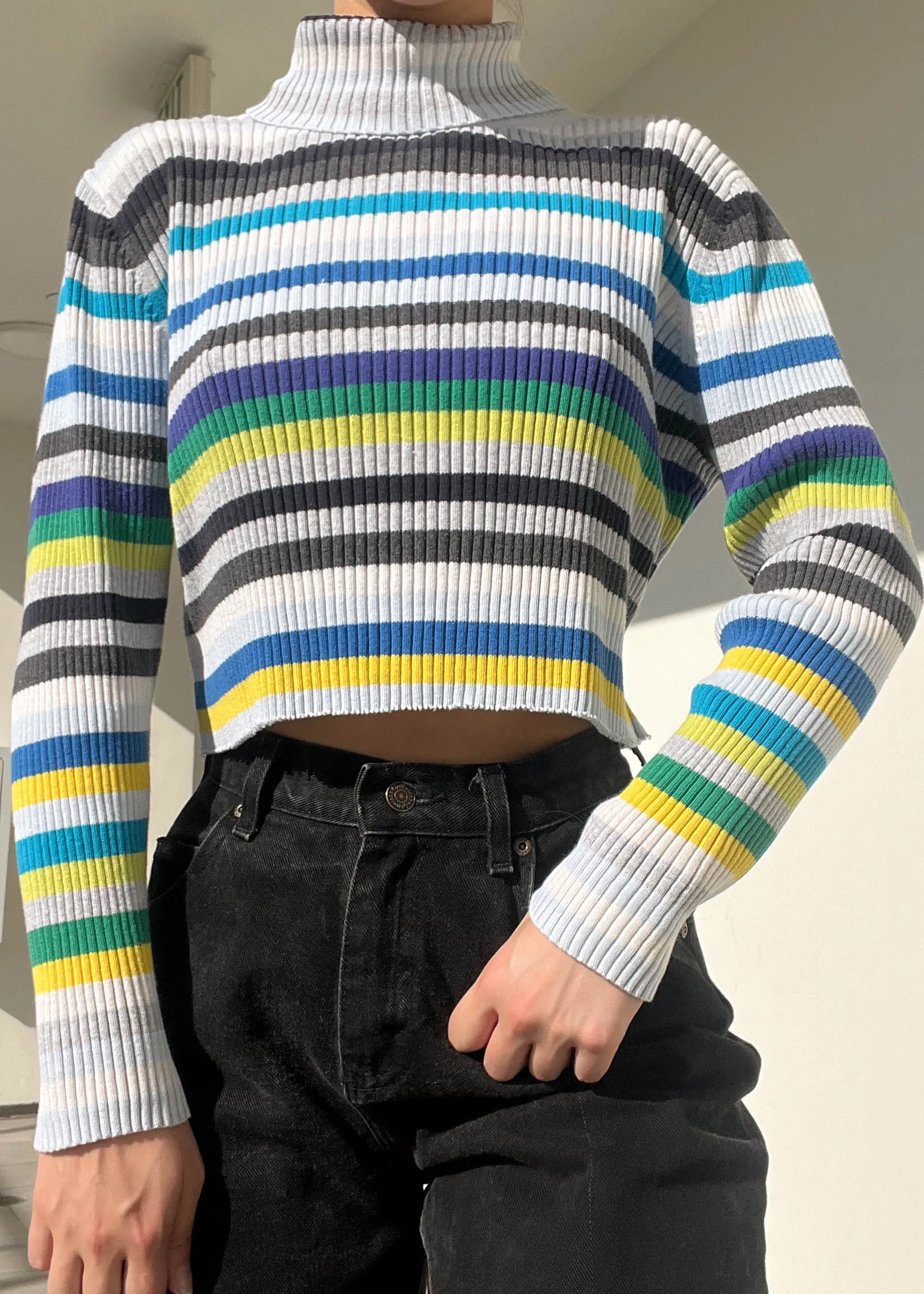 Y2k Striped Turtleneck (M)