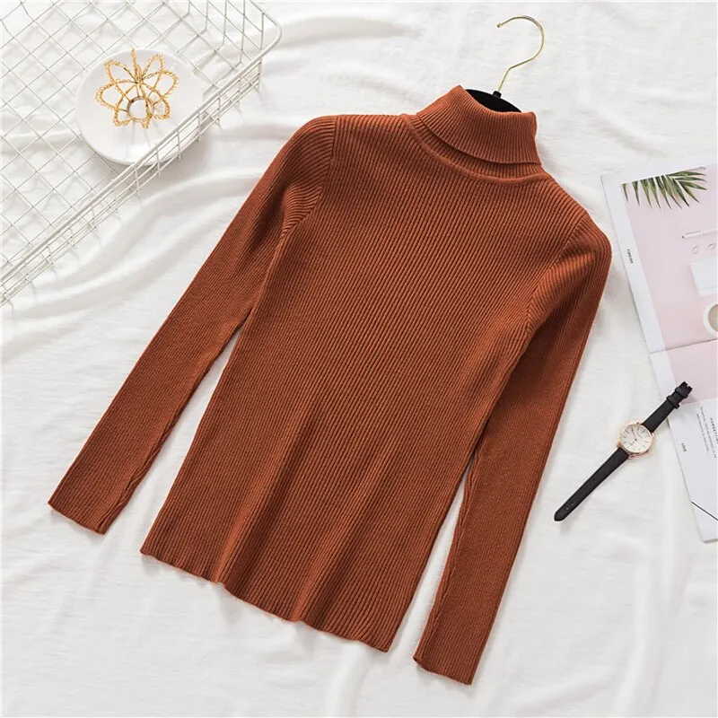 Zoki Pullovers Women Turtleneck Sweaters Winter Warm Long Sleeve Female Jumper Autumn Korean Style Top Soft Knitted Sweater 2019